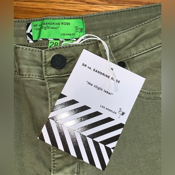 NWT Sandrine Rose X Free People army green skinny ankle pants jeans size 28 crop - Picture 5 of 10